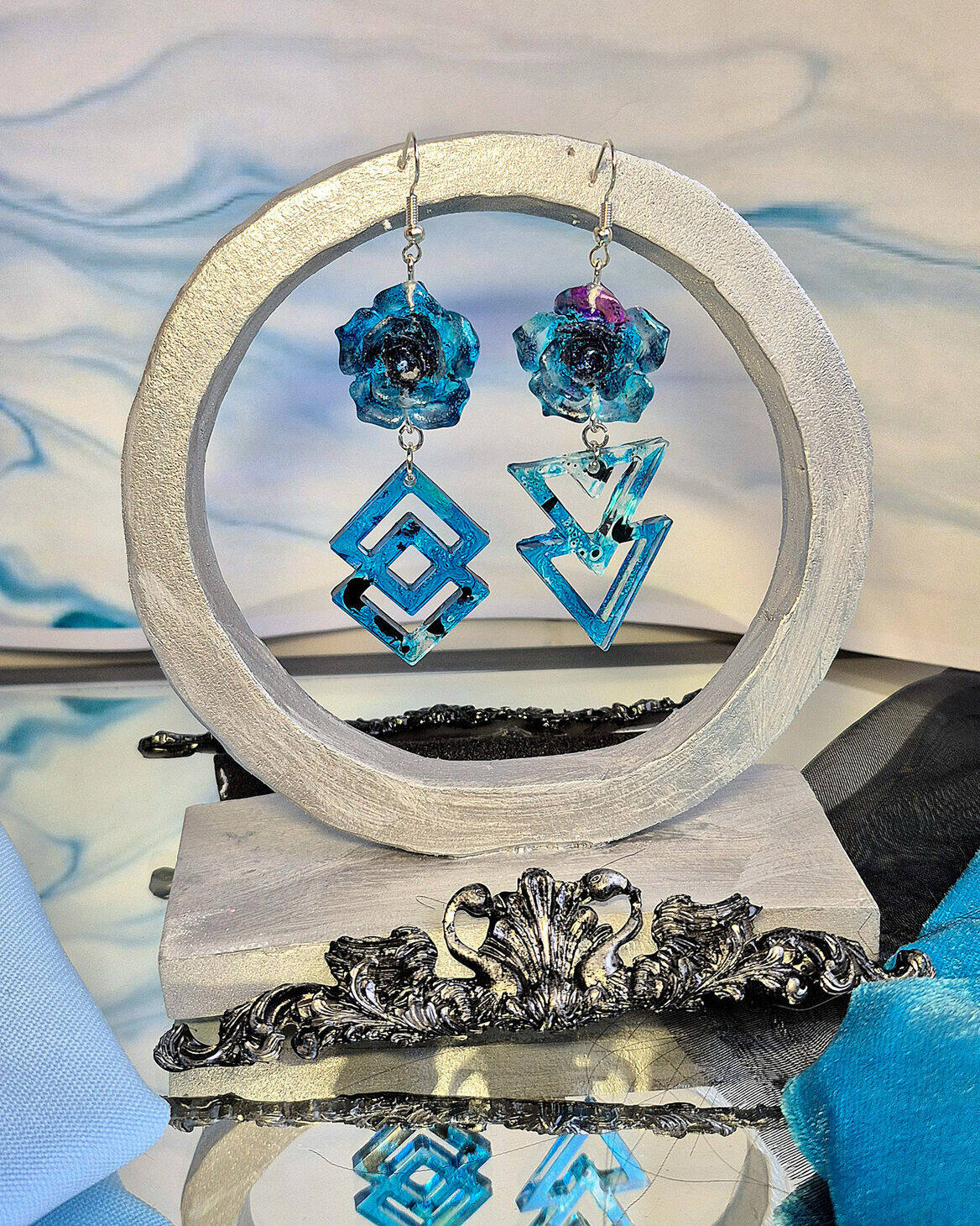 Earrings - Azure Roses