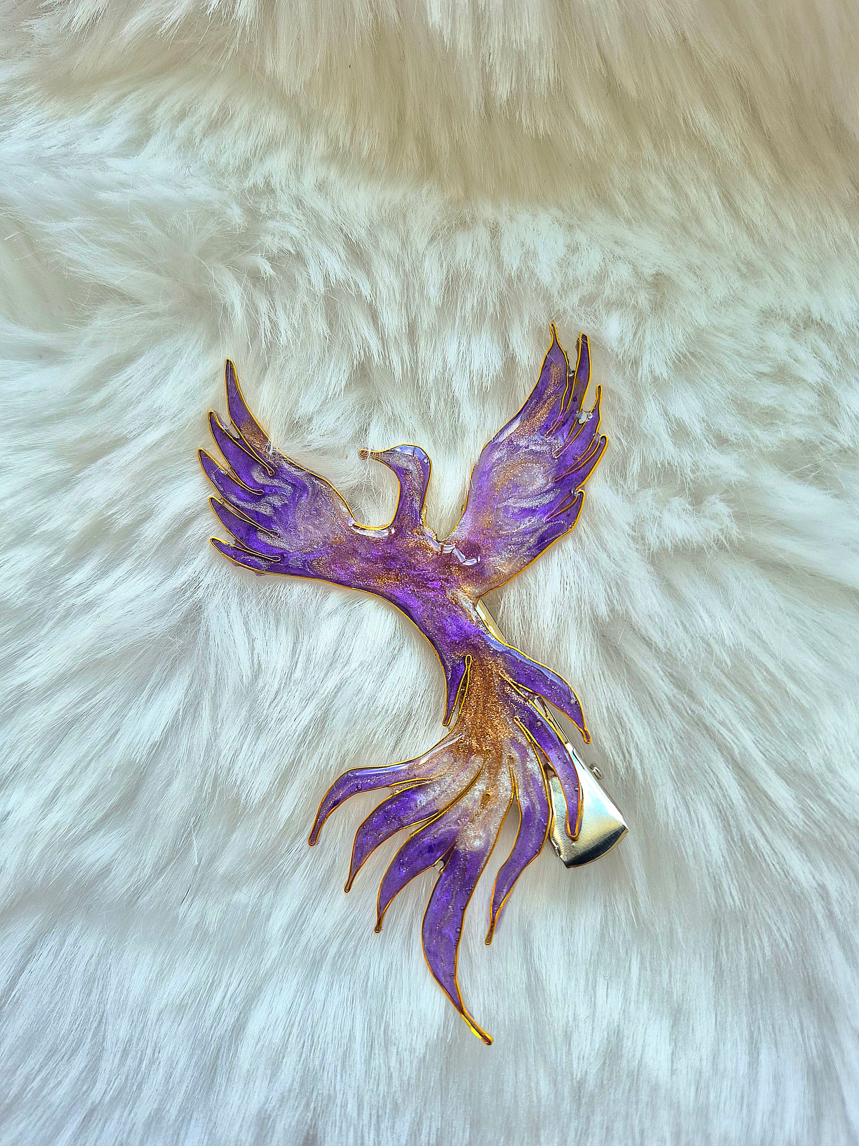 Mythical hairclip - Amethyst Dawn Phoenix