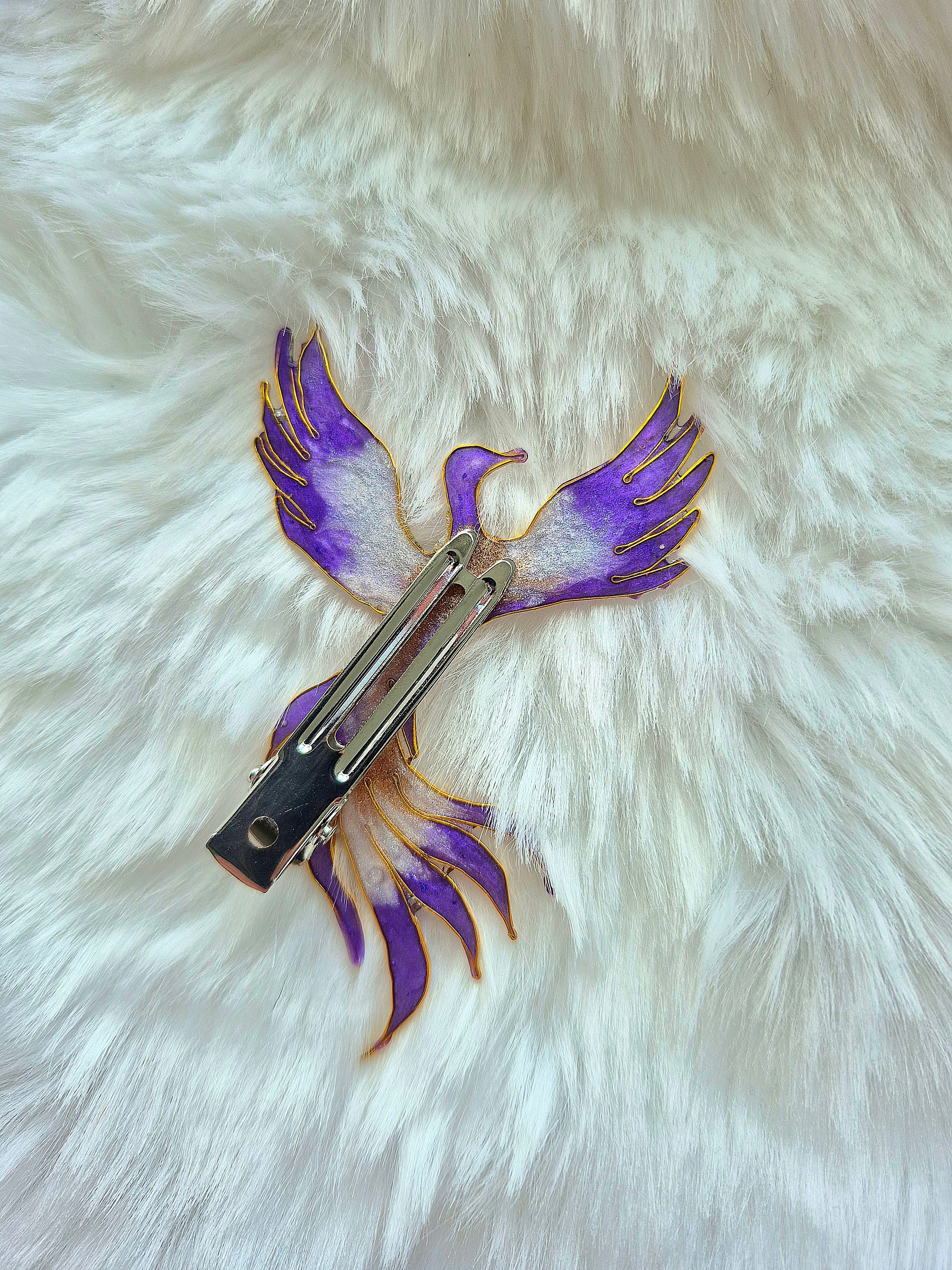 Mythical hairclip - Amethyst Dawn Phoenix