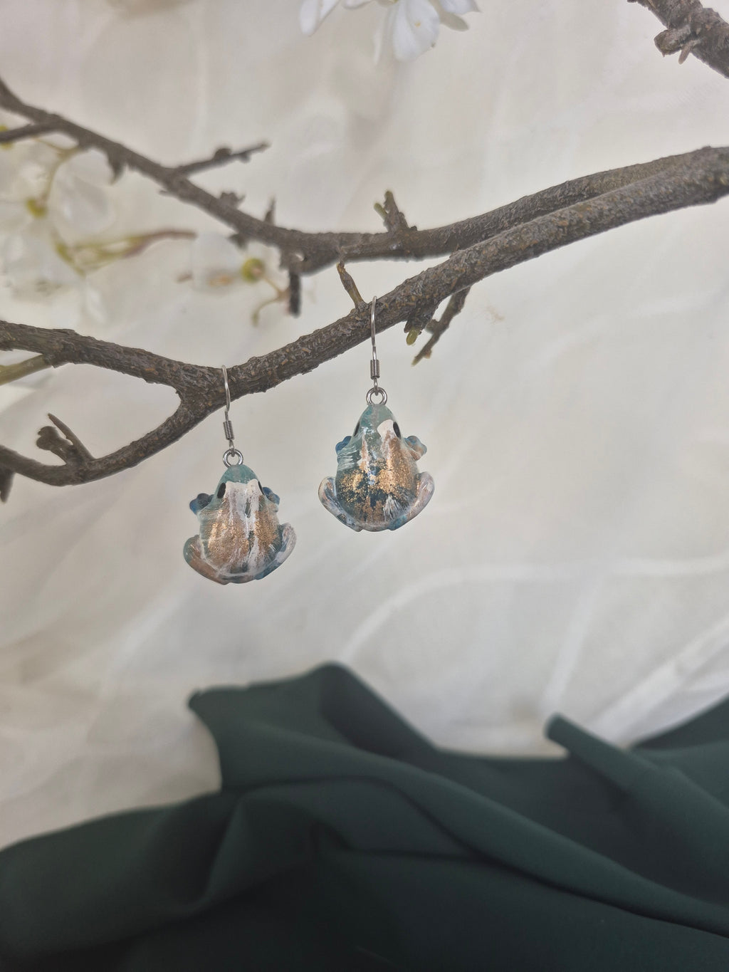 Earrings - Bluebell frog