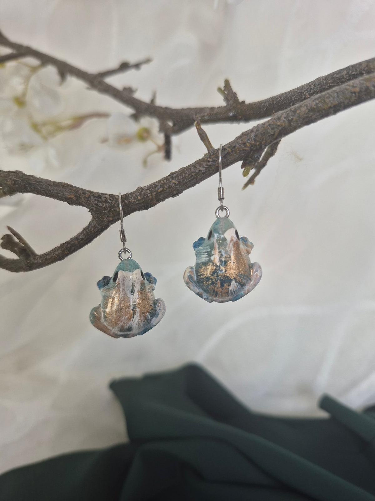 Earrings - Bluebell frog