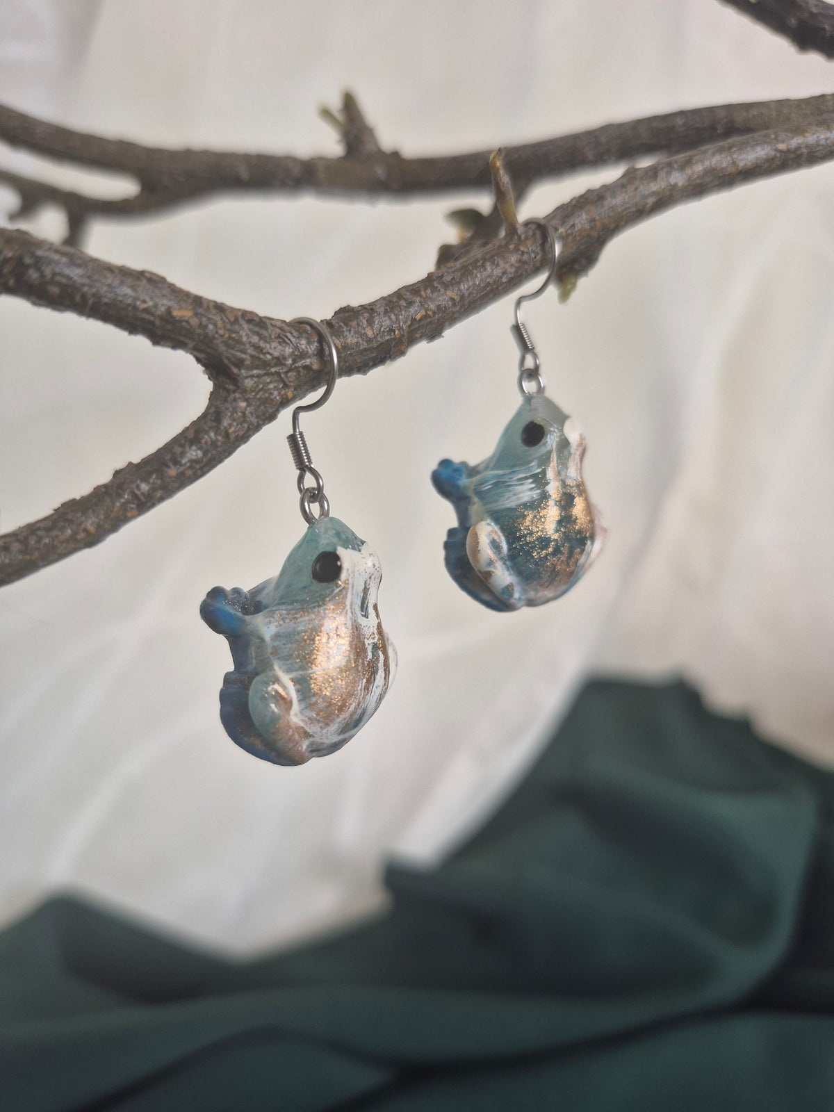 Earrings - Bluebell frog