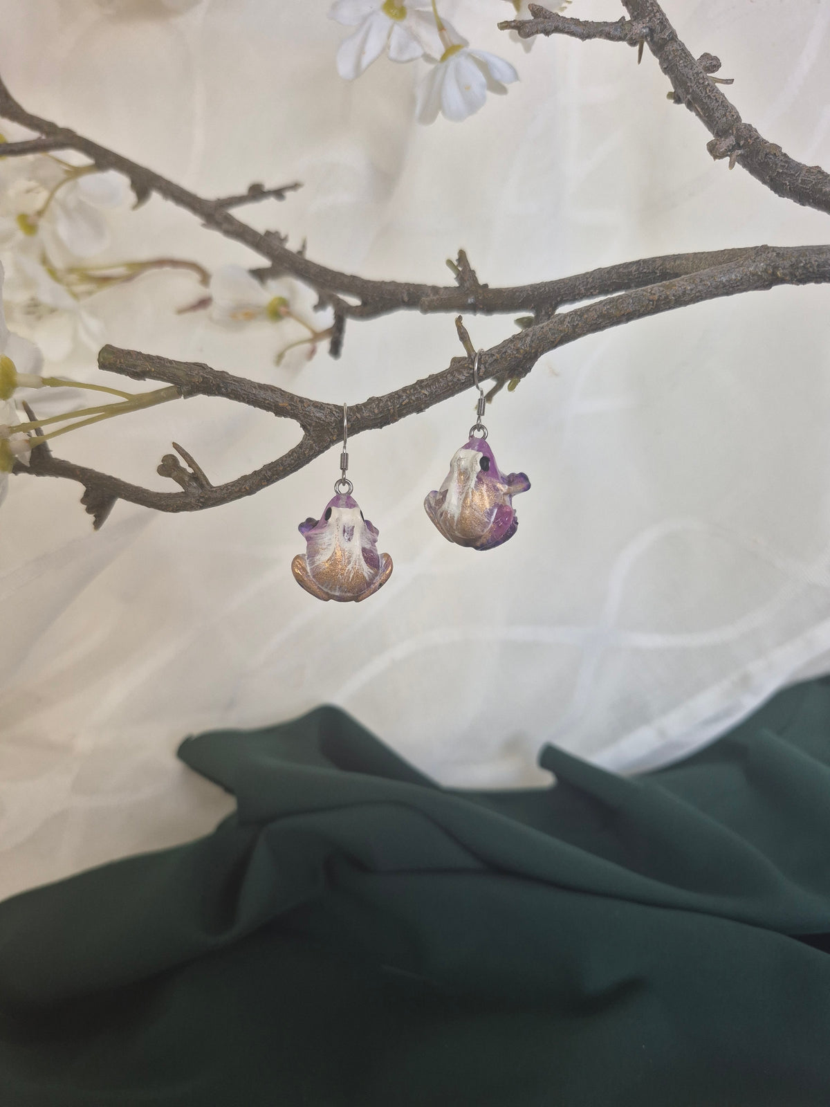 Earrings - Lavender frog