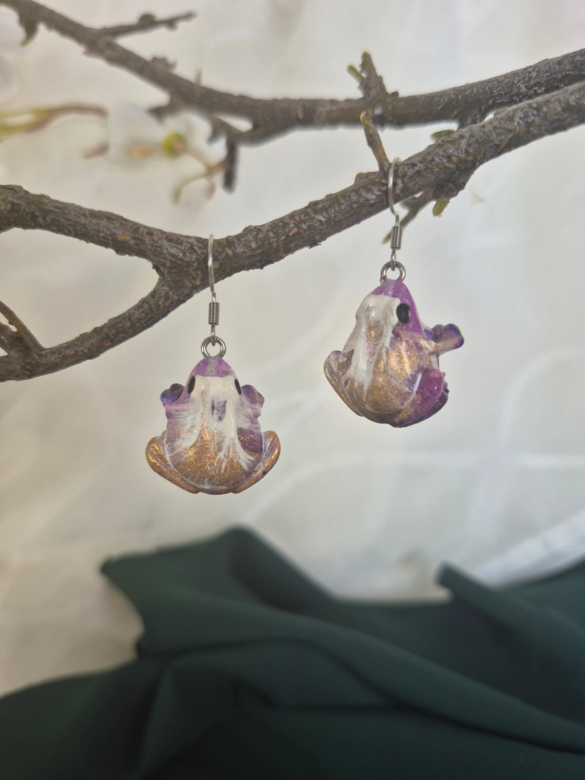 Earrings - Lavender frog