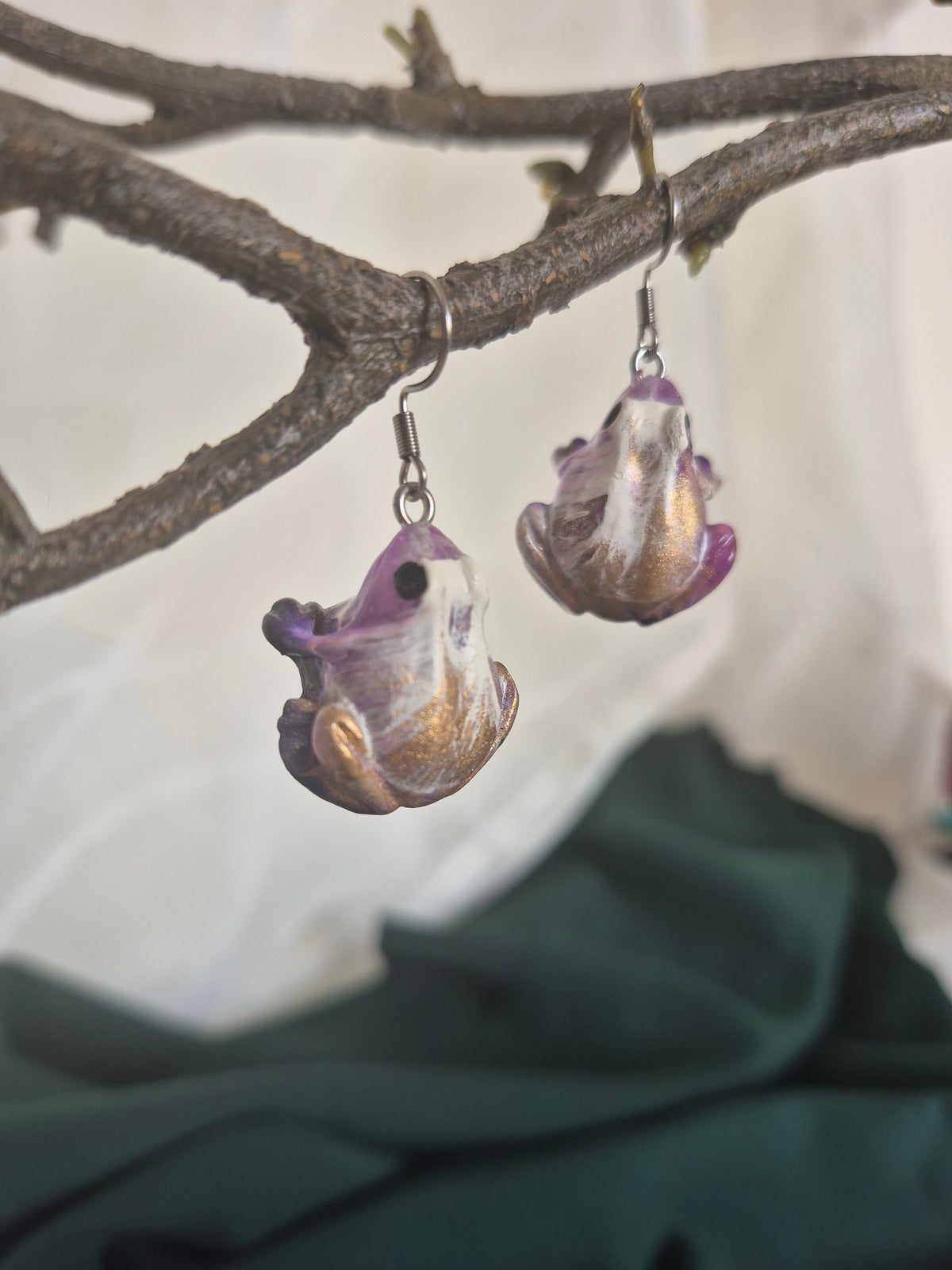Earrings - Lavender frog