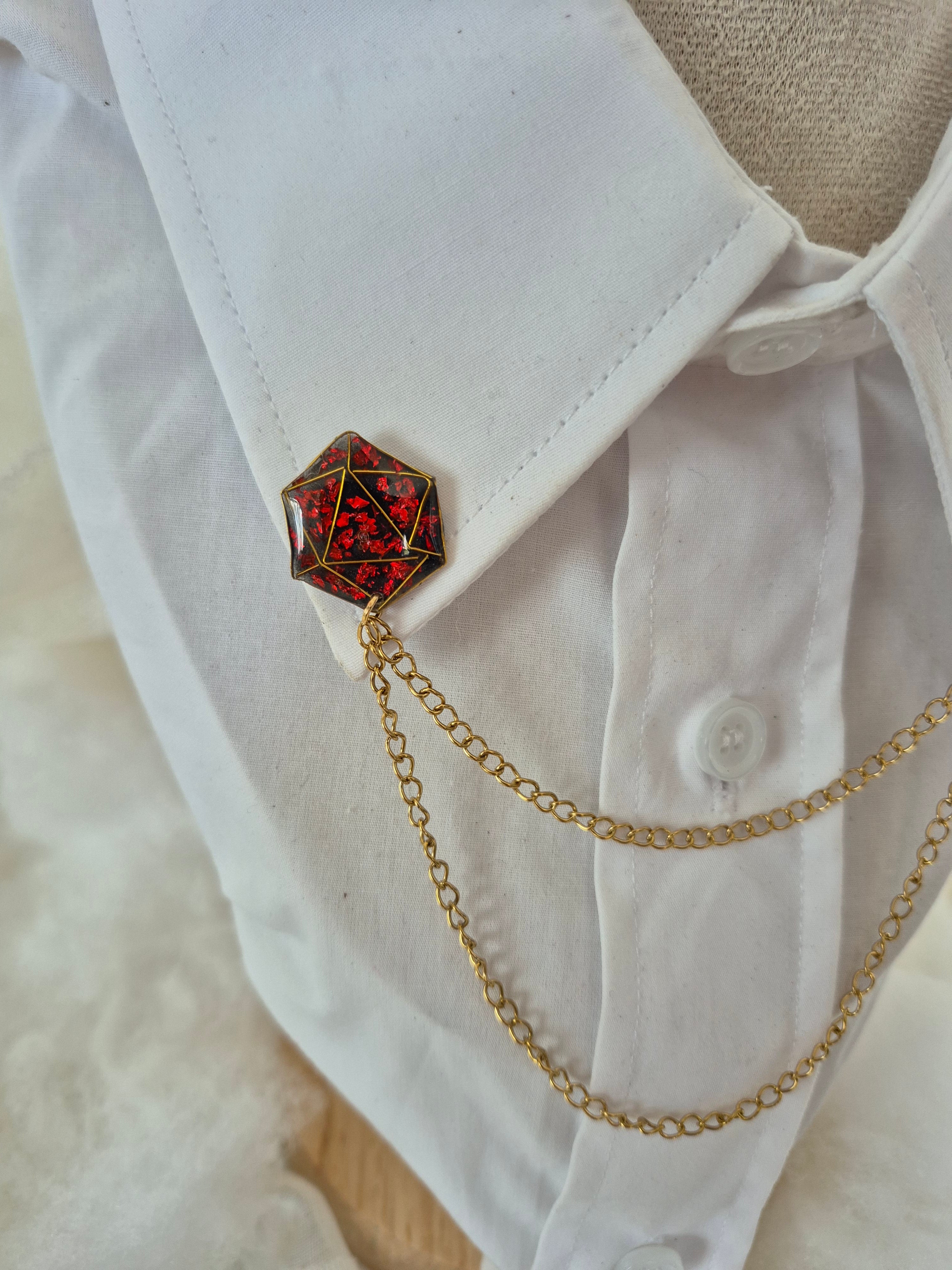 Collar pin - Crimson Night D20