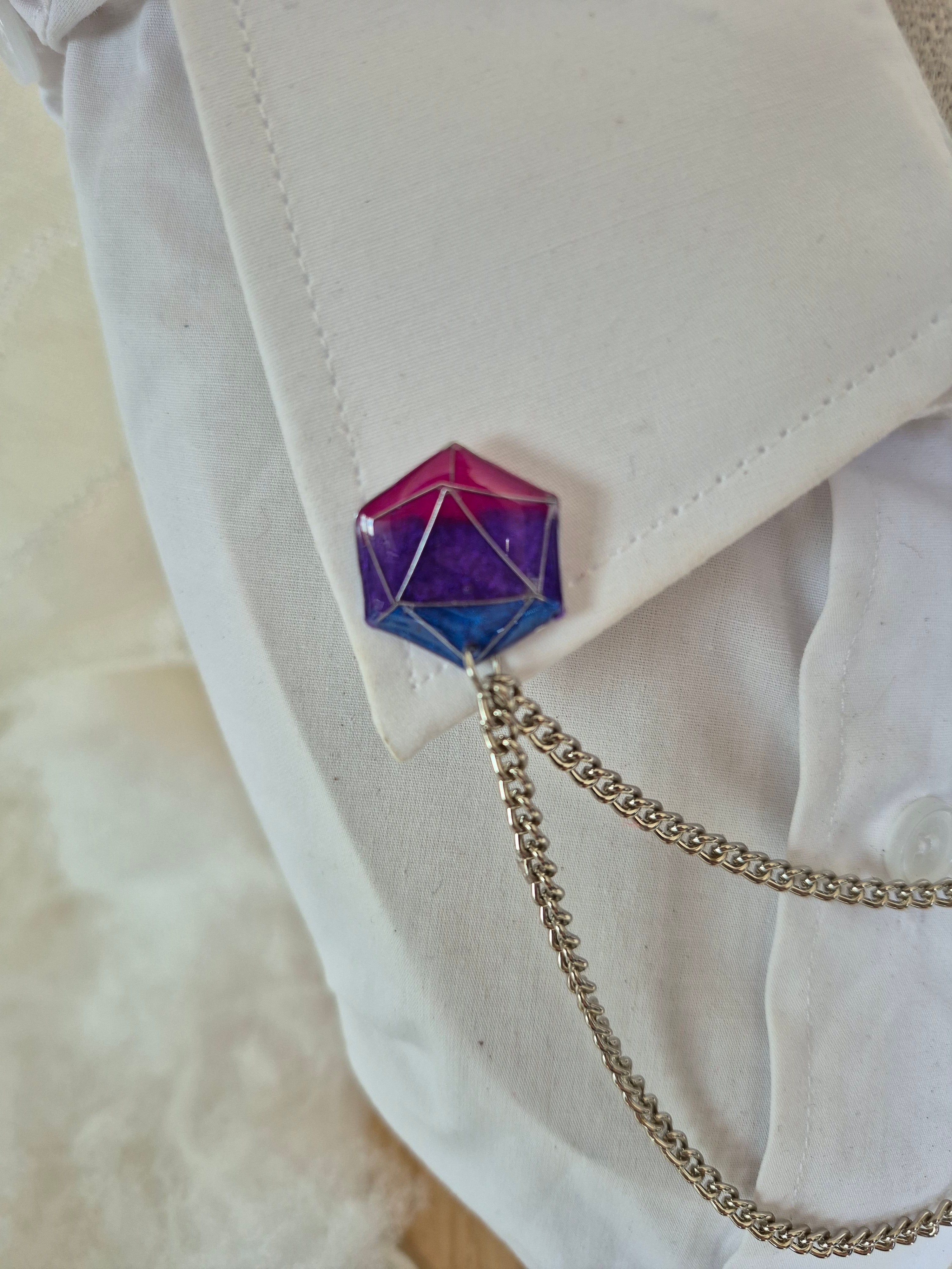 Collar pin - Bisexual Pride D20